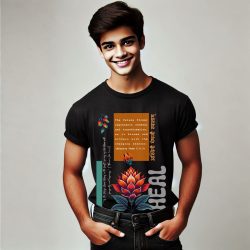 Round Neck Printed Cotton T-Shirt - Atharva Veda_Heal - Image 3
