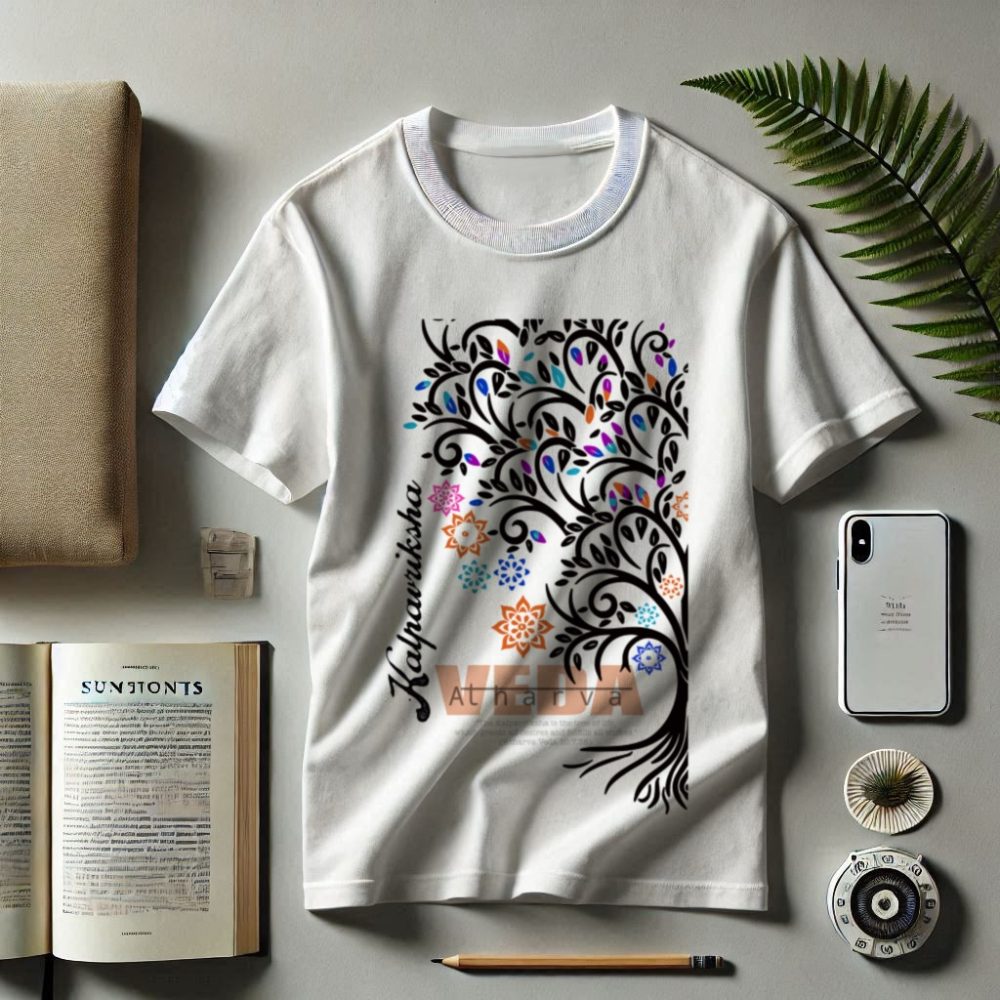 Round Neck Printed Cotton T-Shirt - Atharva Veda_Kalpavriksha - Image 2