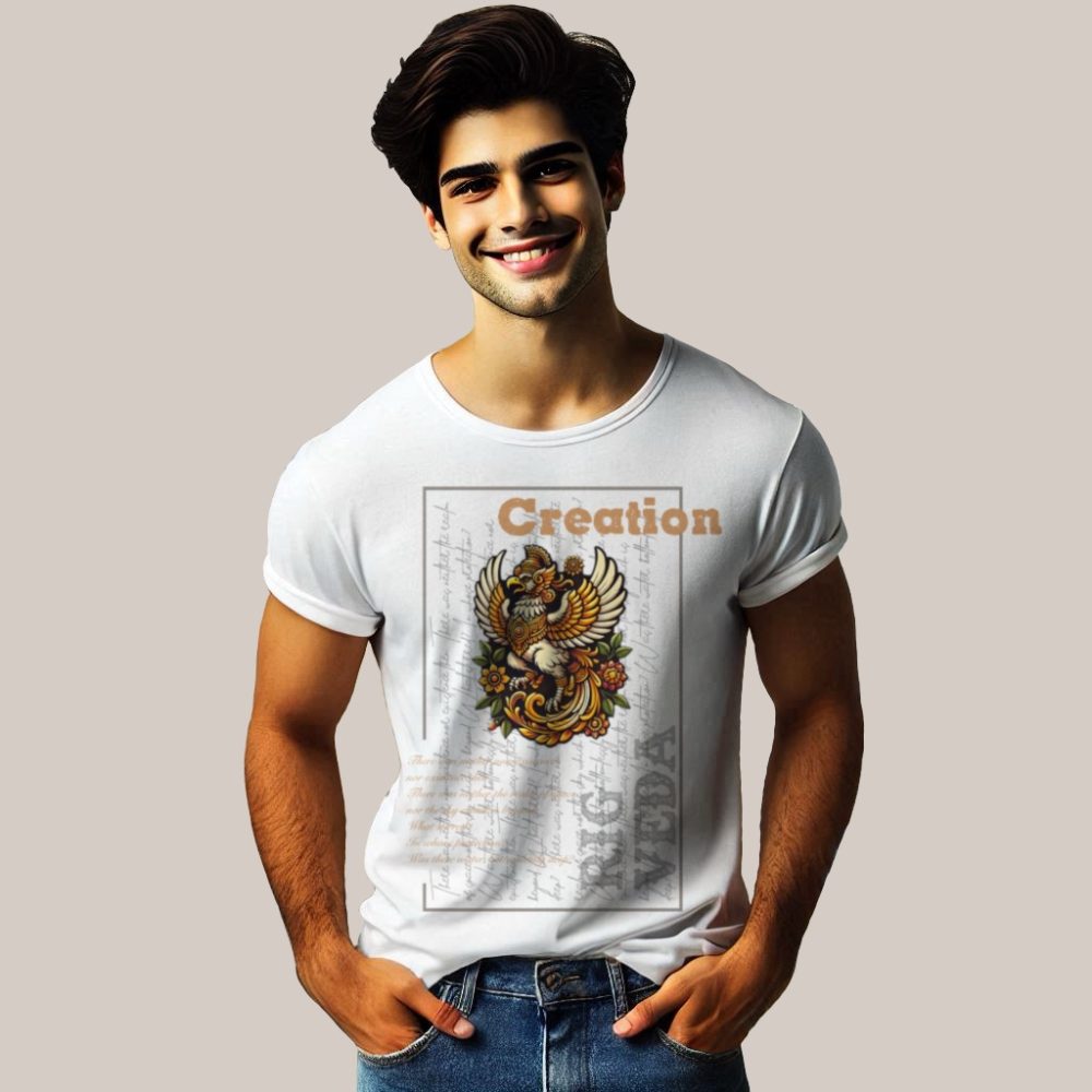 Round Neck Printed Cotton T-Shirt - Rig Veda_Creation - Image 4