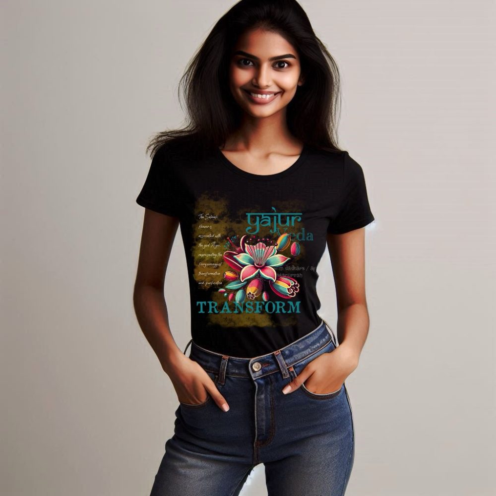 Round Neck Printed Cotton T-Shirt - Yajur Veda_Transform - Image 3