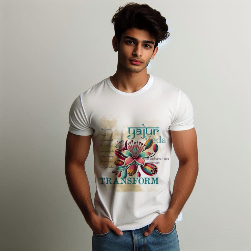 Round Neck Printed Cotton T-Shirt - Yajur Veda_Transform - Image 2