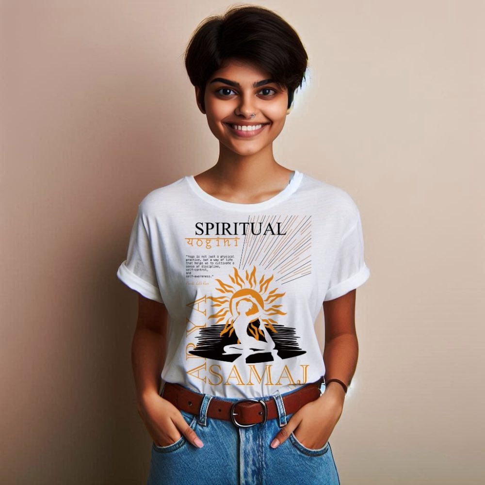 Round Neck Printed Cotton T-Shirt - Yogini - Image 2