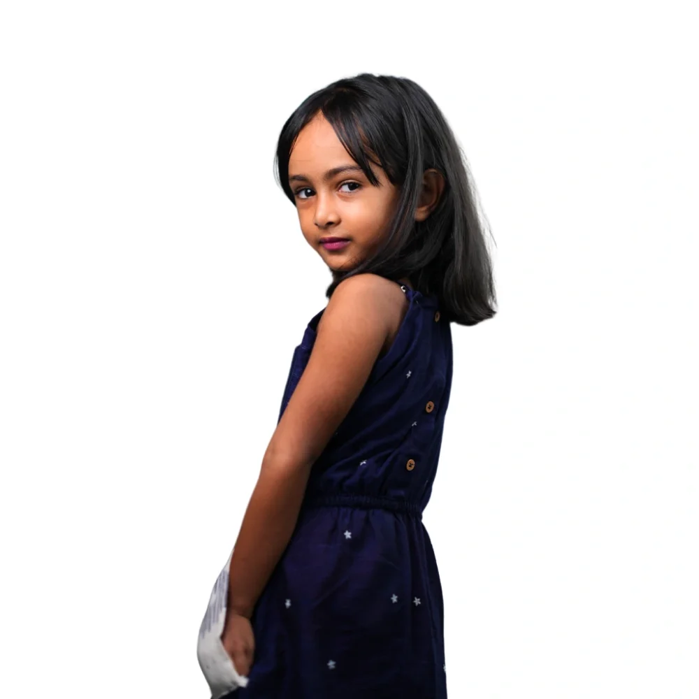 Kid's Girl Ikat Cotton Frock-Indigo Twirl - Image 3