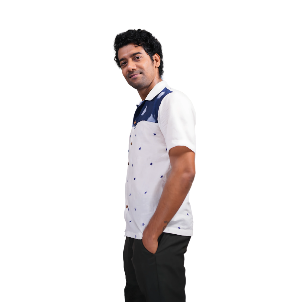 Men’s Half Sleeve Ikat Cotton Shirt - Mansooon Fade - Image 2