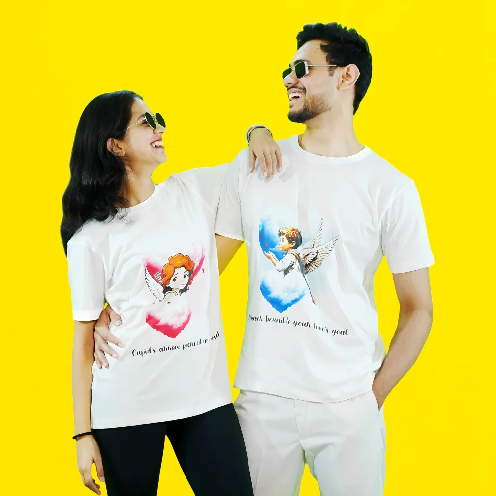 Round Neck Printed Cotton T-Shirt - Soul Goal - Love Couture - Couple - Image 2