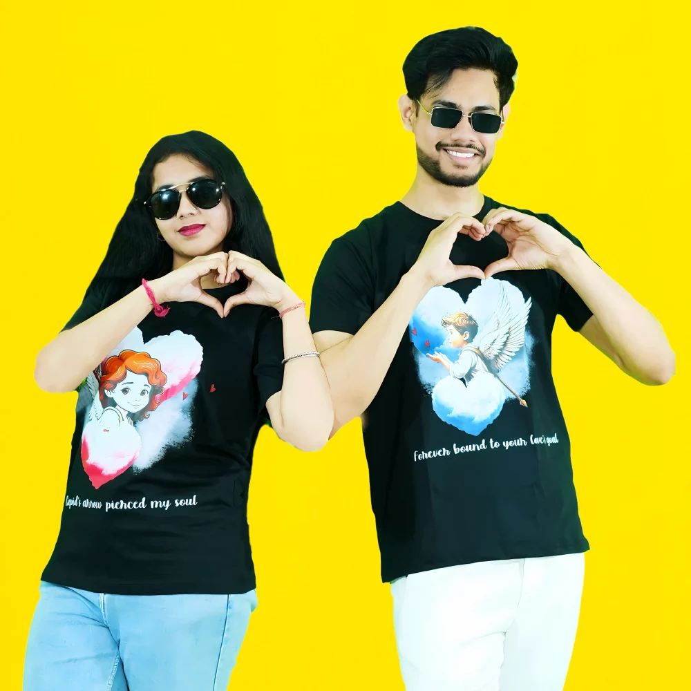 Round Neck Printed Cotton T-Shirt - Soul Goal - Love Couture - Couple
