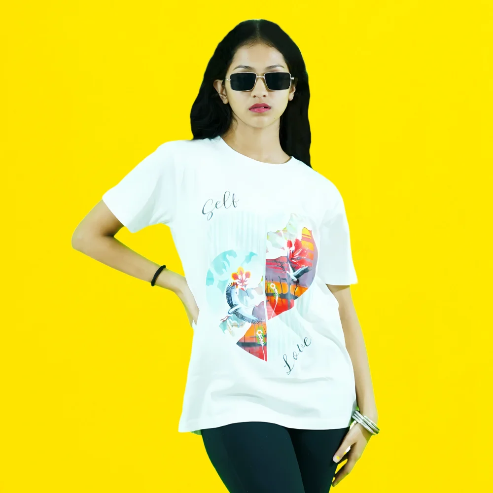 Round Neck Printed Cotton T-Shirt - Self Love - Love Couture - Unisex