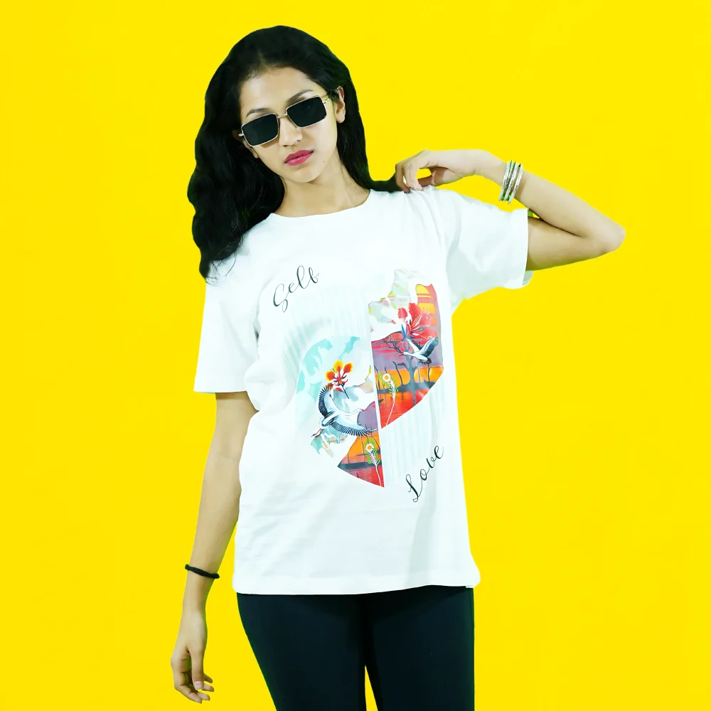 Round Neck Printed Cotton T-Shirt - Self Love - Love Couture - Unisex - Image 2