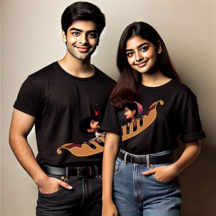 Round Neck Printed Cotton T-Shirt - Couple_Love Boat