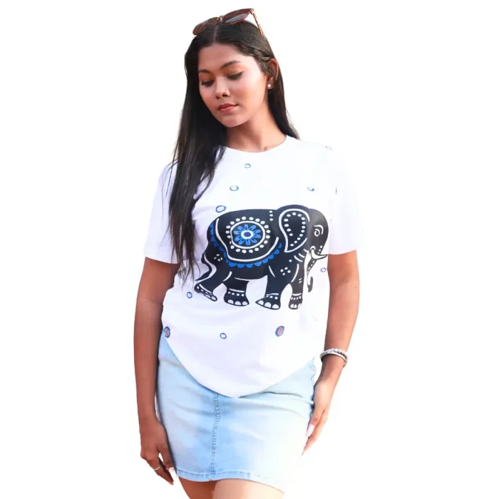 Round Neck Applique Printed Cotton T-Shirt - Madhya Ahiraj - Unisex