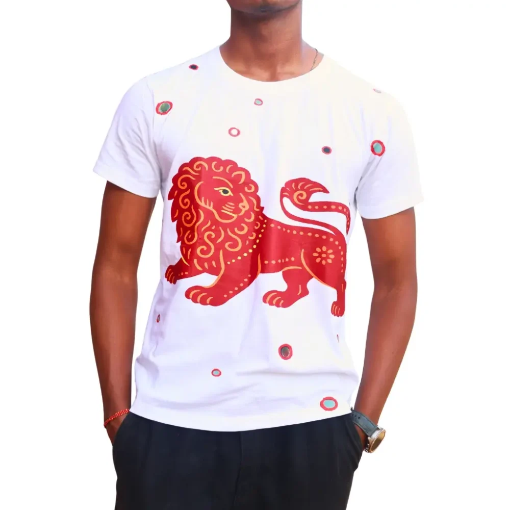 Round Neck Applique Printed Cotton T-Shirt - Crowned King -Unisex - Image 3