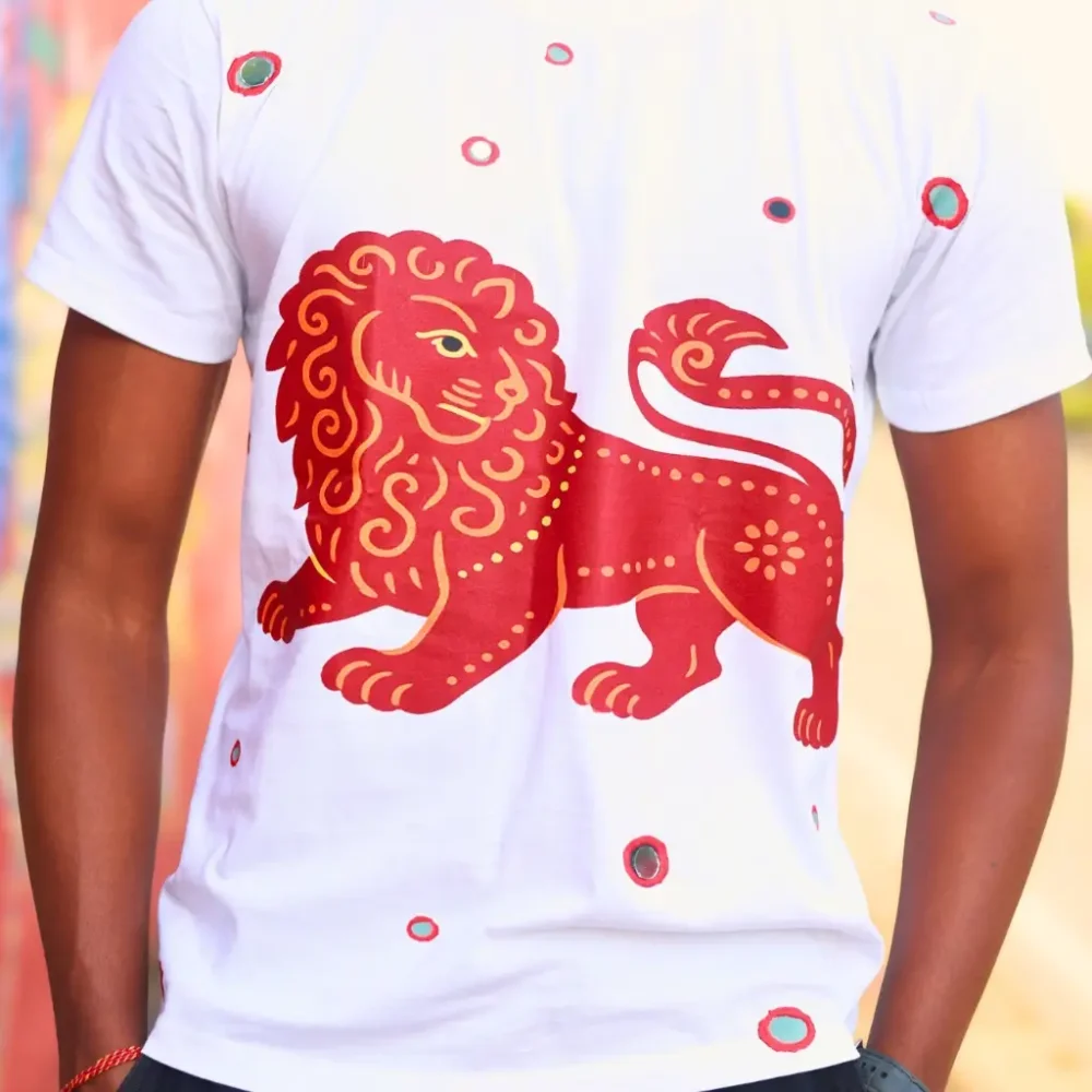 Round Neck Applique Printed Cotton T-Shirt - Crowned King -Unisex - Image 2