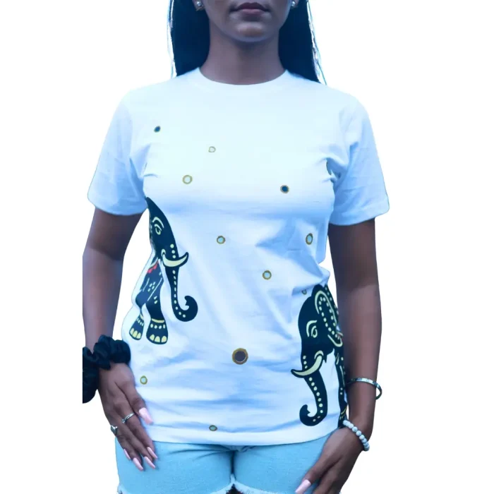 Round Neck Applique Printed Cotton T-Shirt - Twin Ahiraj - Unisex