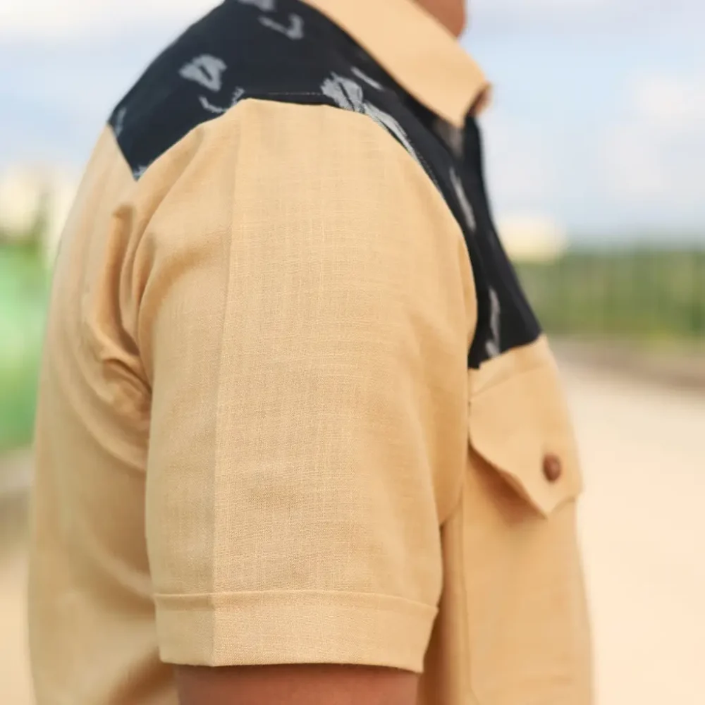 Men’s Half sleeve Ikat Organic Cotton Shirt – Dual Harmony - Image 3