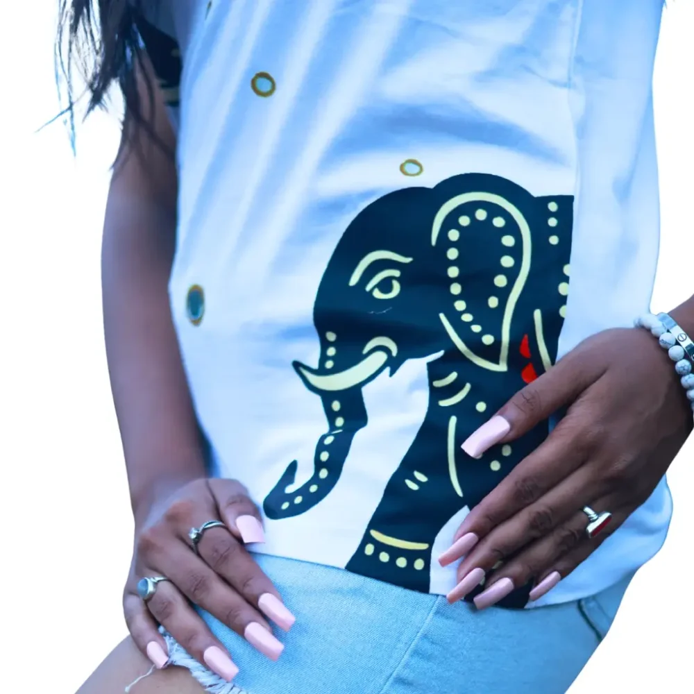 Round Neck Applique Printed Cotton T-Shirt - Twin Ahiraj - Unisex - Image 2
