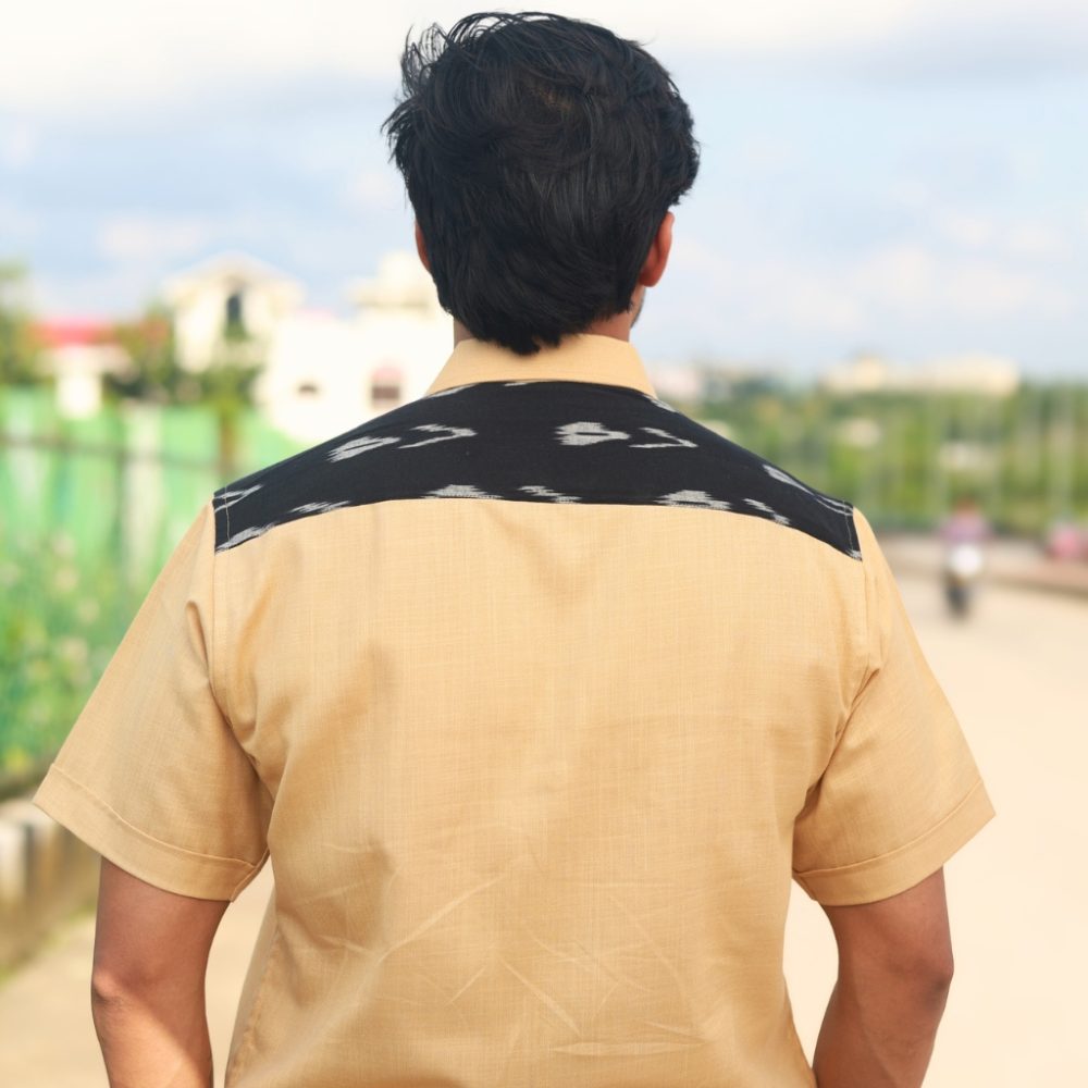 Men’s Half sleeve Ikat Organic Cotton Shirt – Dual Harmony - Image 2