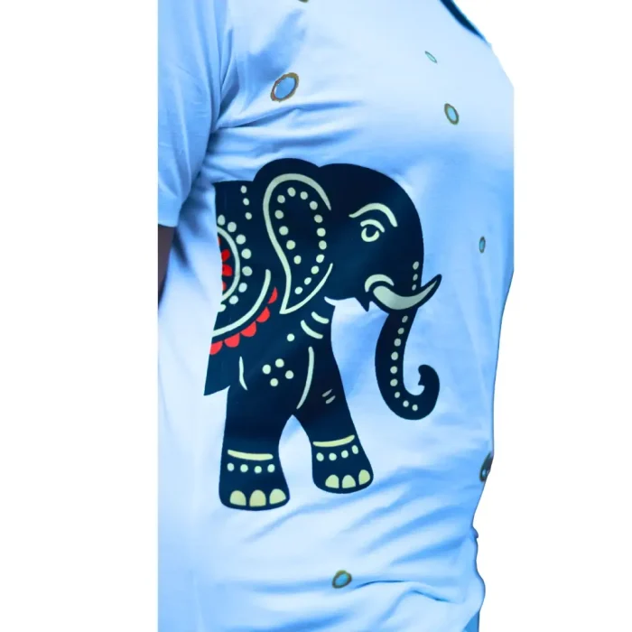 Round Neck Applique Printed Cotton T-Shirt - Twin Ahiraj - Unisex