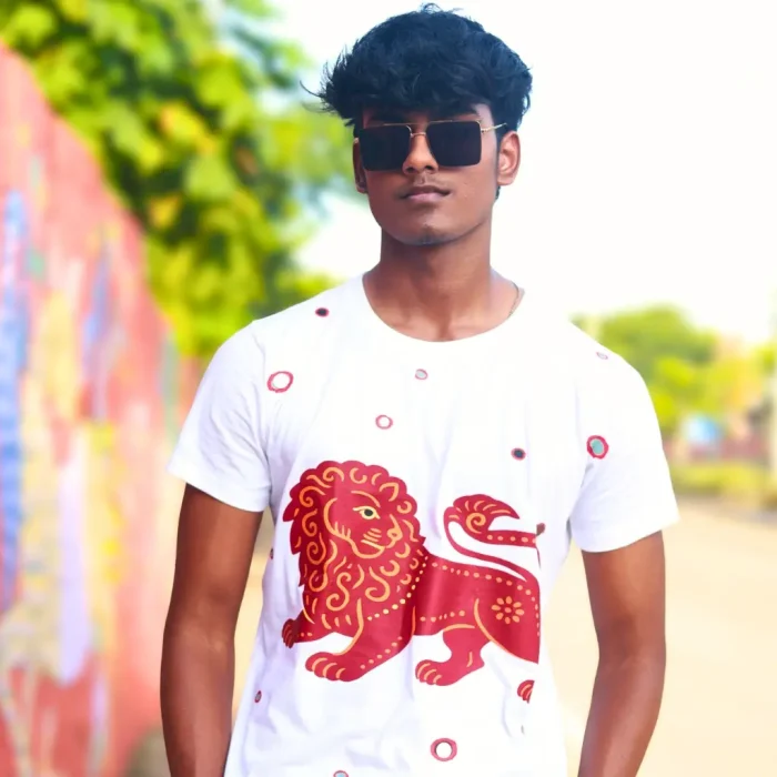 Round Neck Applique Printed Cotton T-Shirt - Crowned King -Unisex